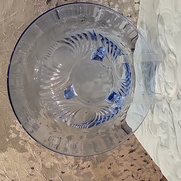 Vintage Paden City "Maya" depression glass blue 3 footed bowl - Picture 6 of 6